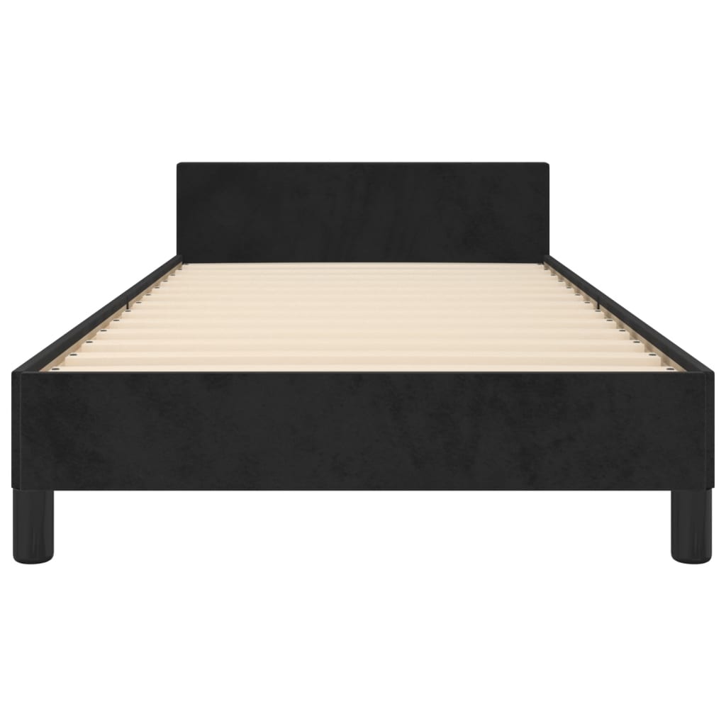 Bedframe met hoofdeinde fluweel zwart 90x190 cm is nu te koop bij PeponiXL, paradijselijk wonen!