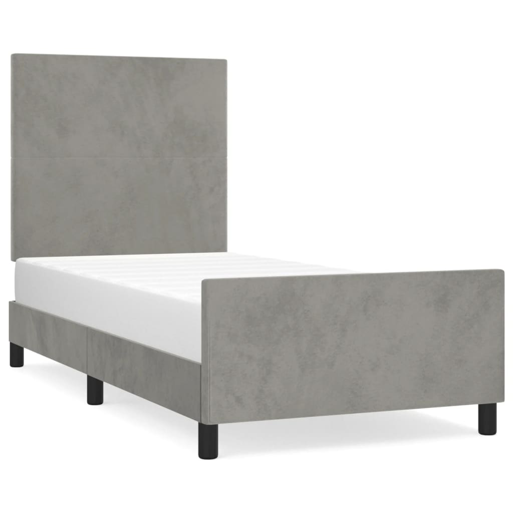 Bedframe zonder matras 90x200 cm fluweel lichtgrijs is nu te koop bij PeponiXL, paradijselijk wonen!