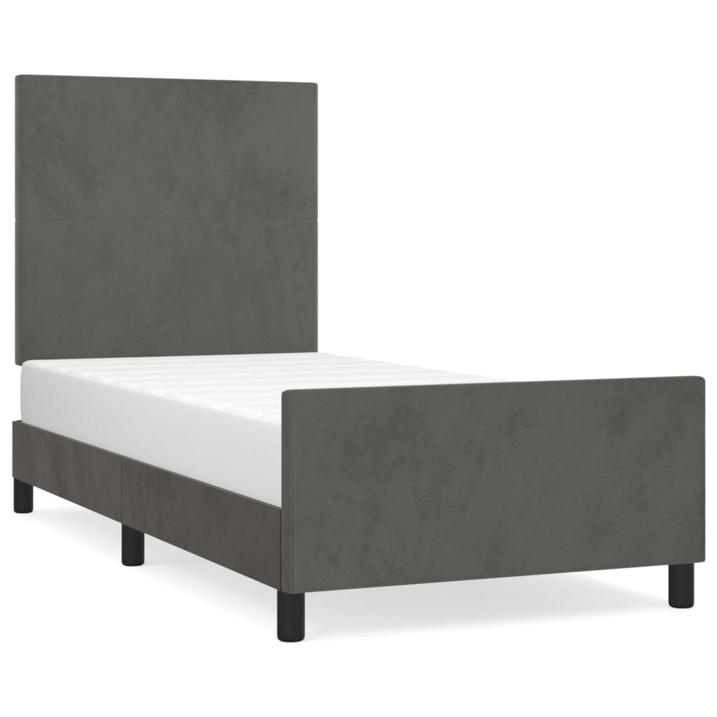 Bedframe zonder matras 90x200 cm fluweel donkergrijs is nu te koop bij PeponiXL, paradijselijk wonen!