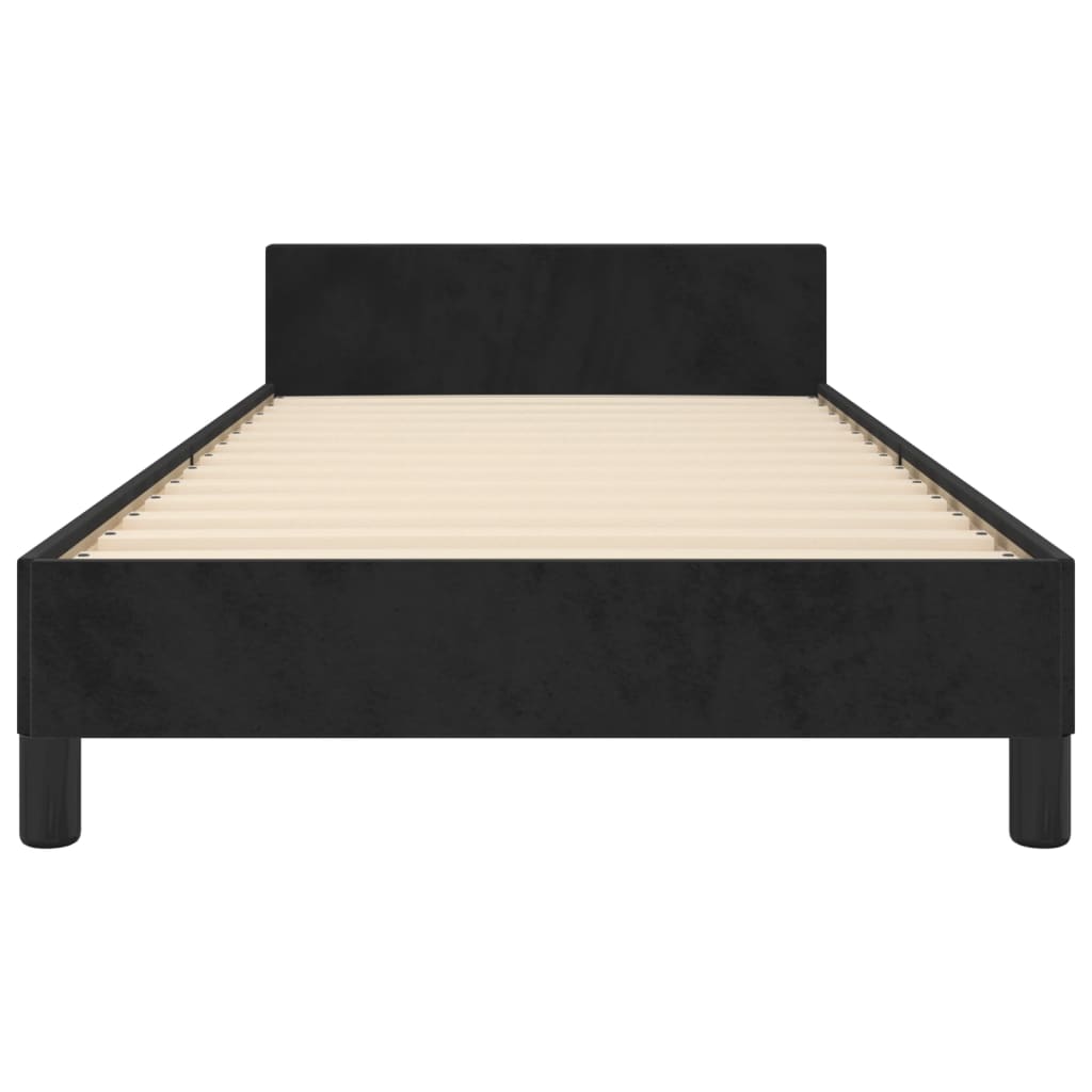 Bedframe met hoofdeinde fluweel zwart 90x200 cm is nu te koop bij PeponiXL, paradijselijk wonen!