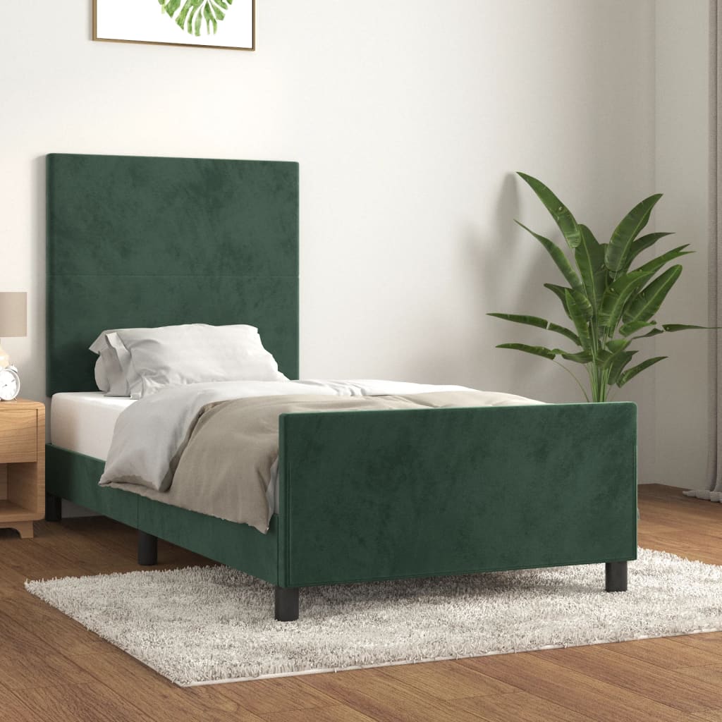 Bedframe zonder matras 90x200 cm fluweel donkergroen is nu te koop bij PeponiXL, paradijselijk wonen!