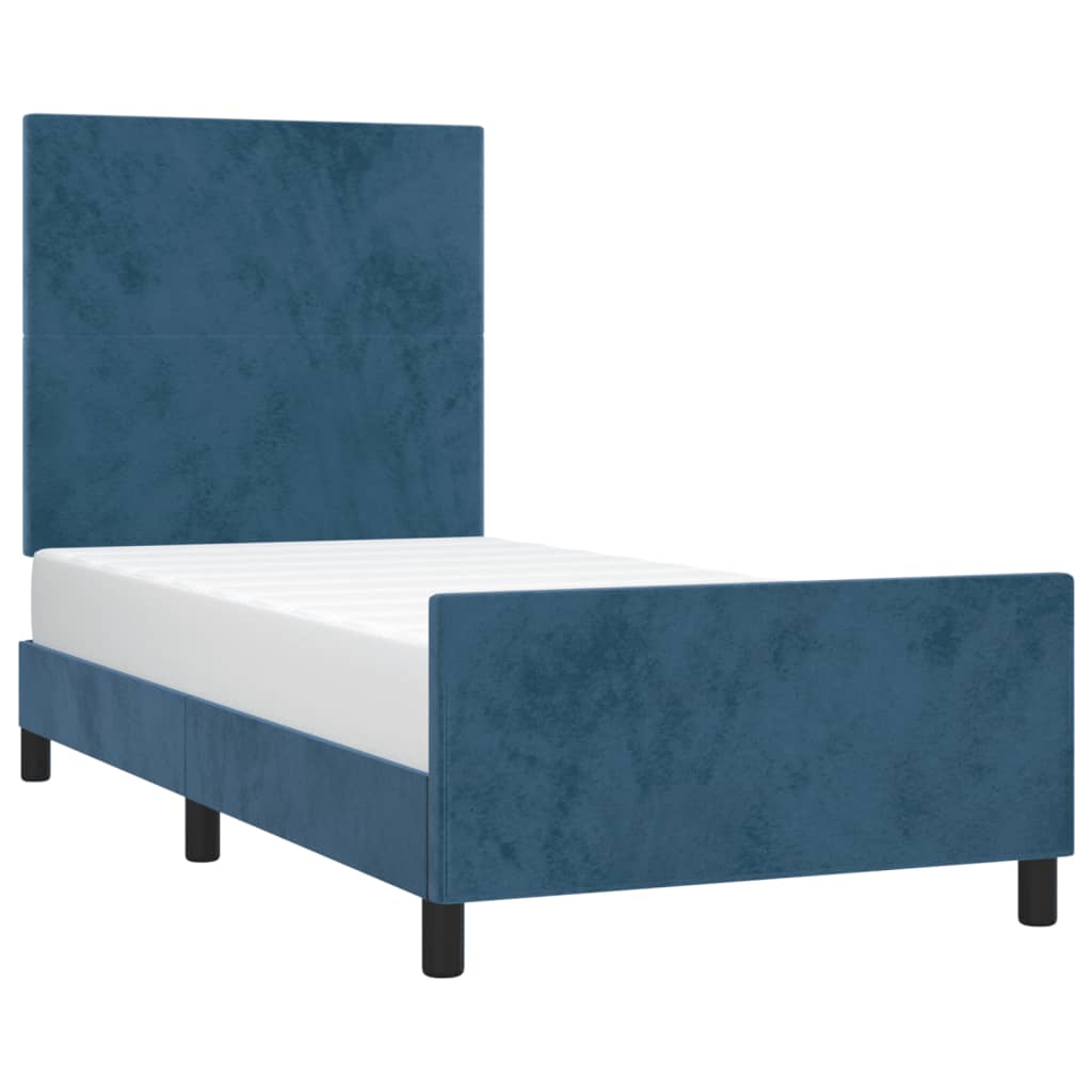 Bedframe zonder matras 90x200 cm fluweel donkerblauw is nu te koop bij PeponiXL, paradijselijk wonen!