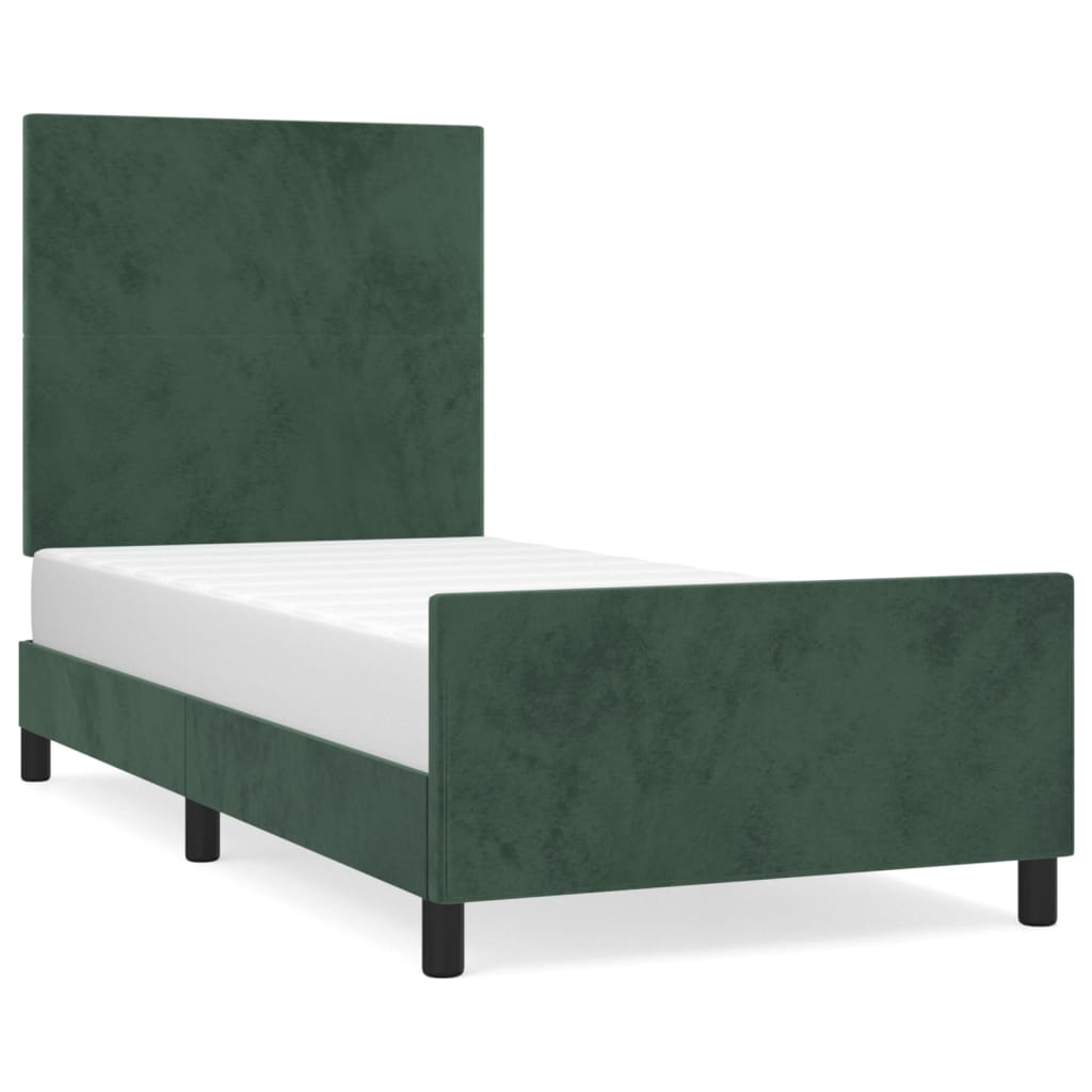 Bedframe zonder matras 100x200 cm fluweel donkergroen is nu te koop bij PeponiXL, paradijselijk wonen!