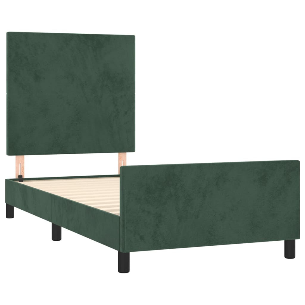 Bedframe zonder matras 100x200 cm fluweel donkergroen is nu te koop bij PeponiXL, paradijselijk wonen!