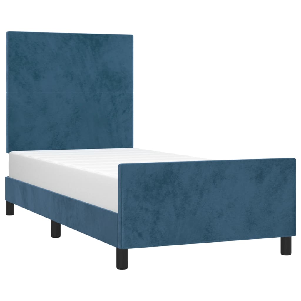Bedframe zonder matras 100x200 cm fluweel donkerblauw is nu te koop bij PeponiXL, paradijselijk wonen!