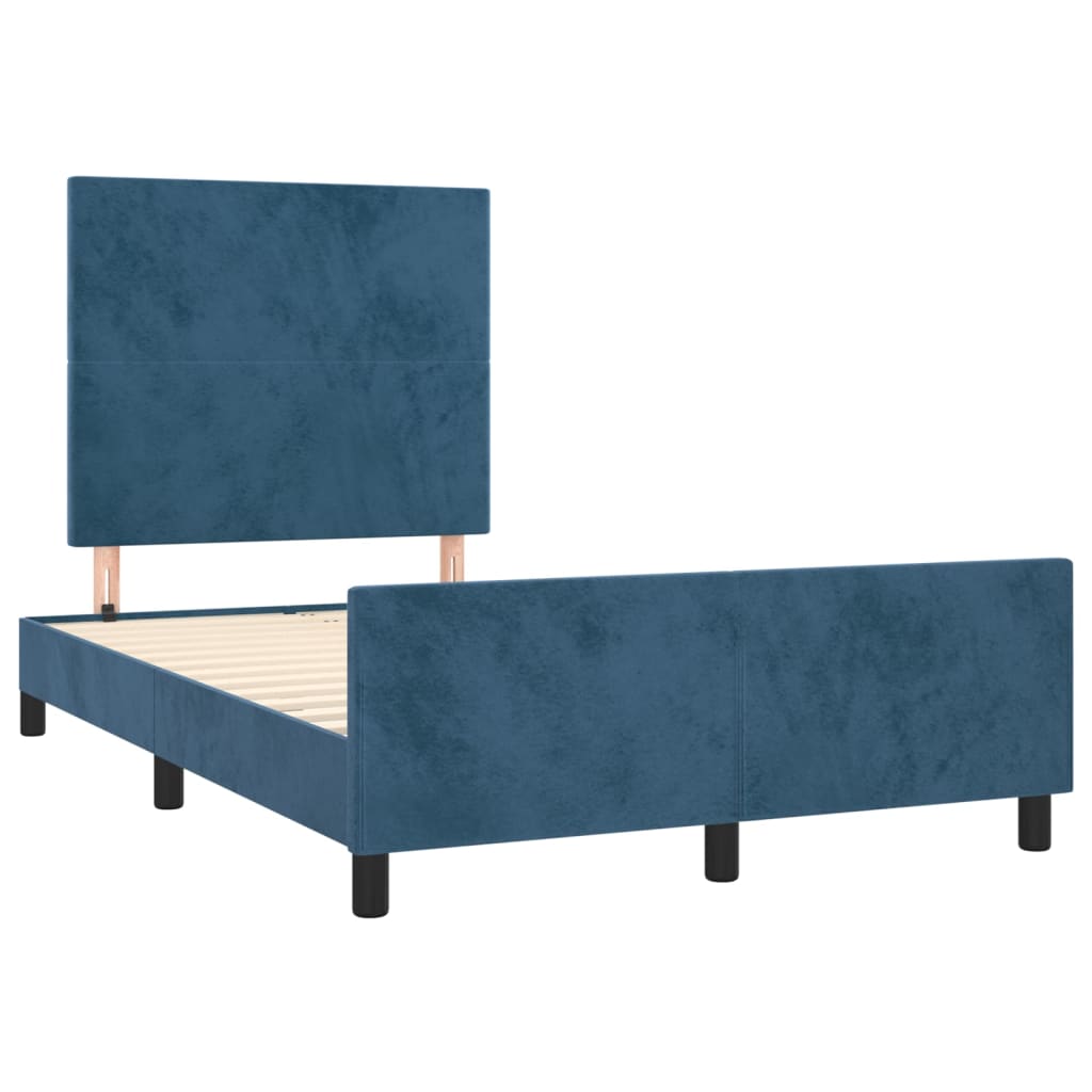 Bedframe zonder matras 120x200 cm fluweel donkerblauw is nu te koop bij PeponiXL, paradijselijk wonen!