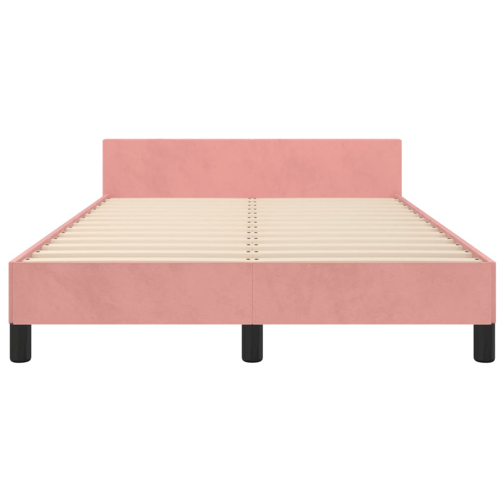 Bedframe met hoofdeinde fluweel roze 120x200 cm is nu te koop bij PeponiXL, paradijselijk wonen!