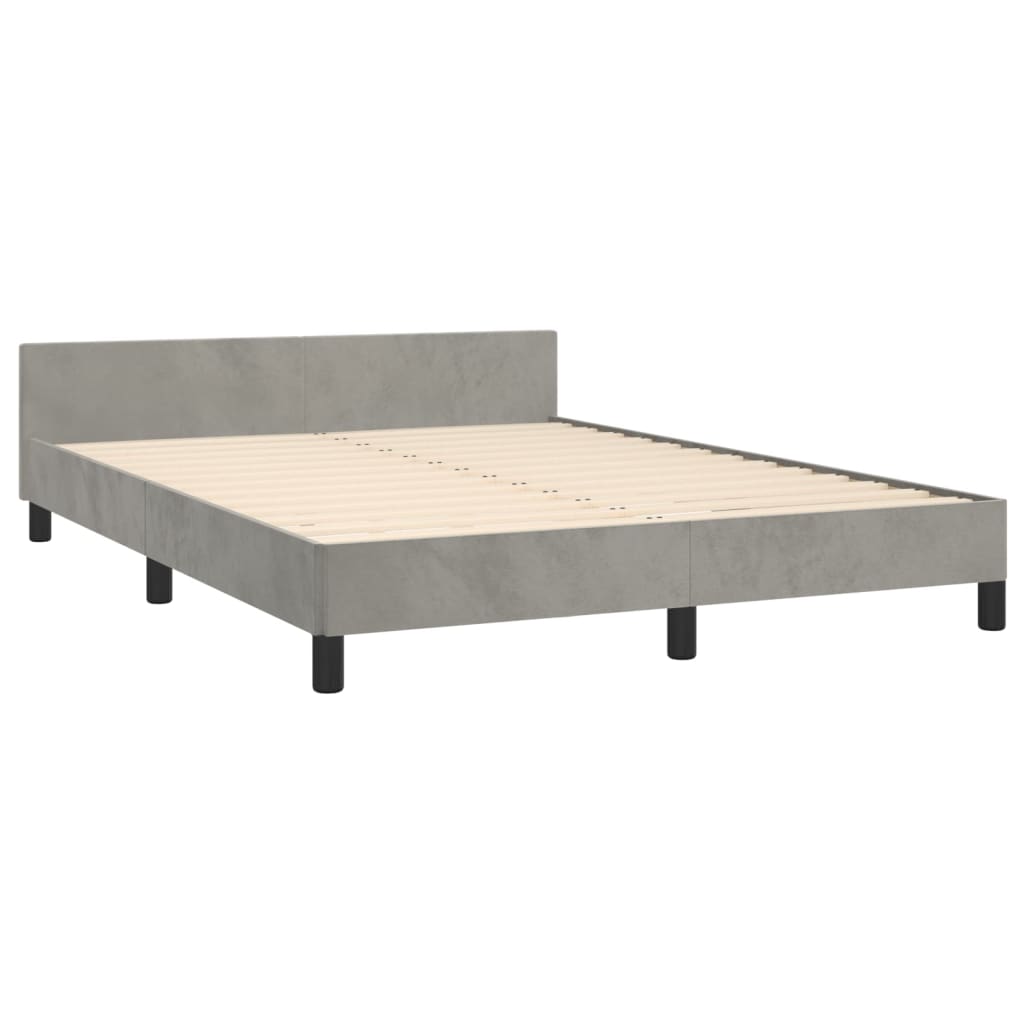 Bedframe zonder matras 140x190 cm fluweel lichtgrijs is nu te koop bij PeponiXL, paradijselijk wonen!