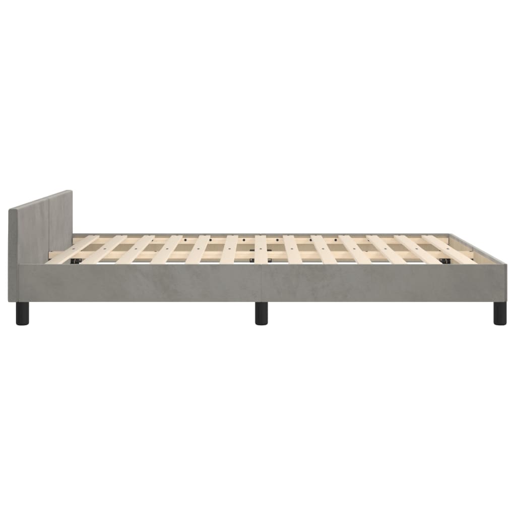 Bedframe zonder matras 140x190 cm fluweel lichtgrijs is nu te koop bij PeponiXL, paradijselijk wonen!