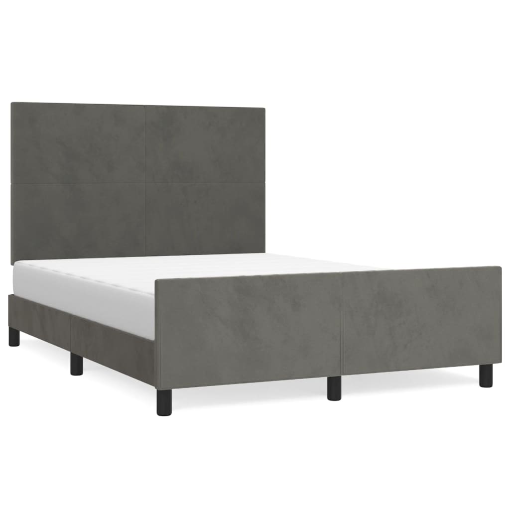 Bedframe zonder matras 140x190 cm fluweel donkergrijs is nu te koop bij PeponiXL, paradijselijk wonen!