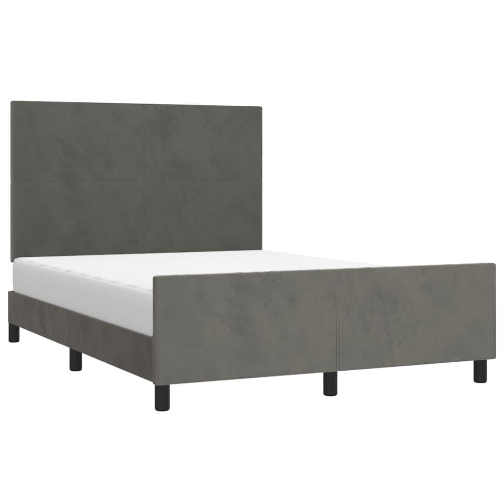 Bedframe zonder matras 140x190 cm fluweel donkergrijs is nu te koop bij PeponiXL, paradijselijk wonen!