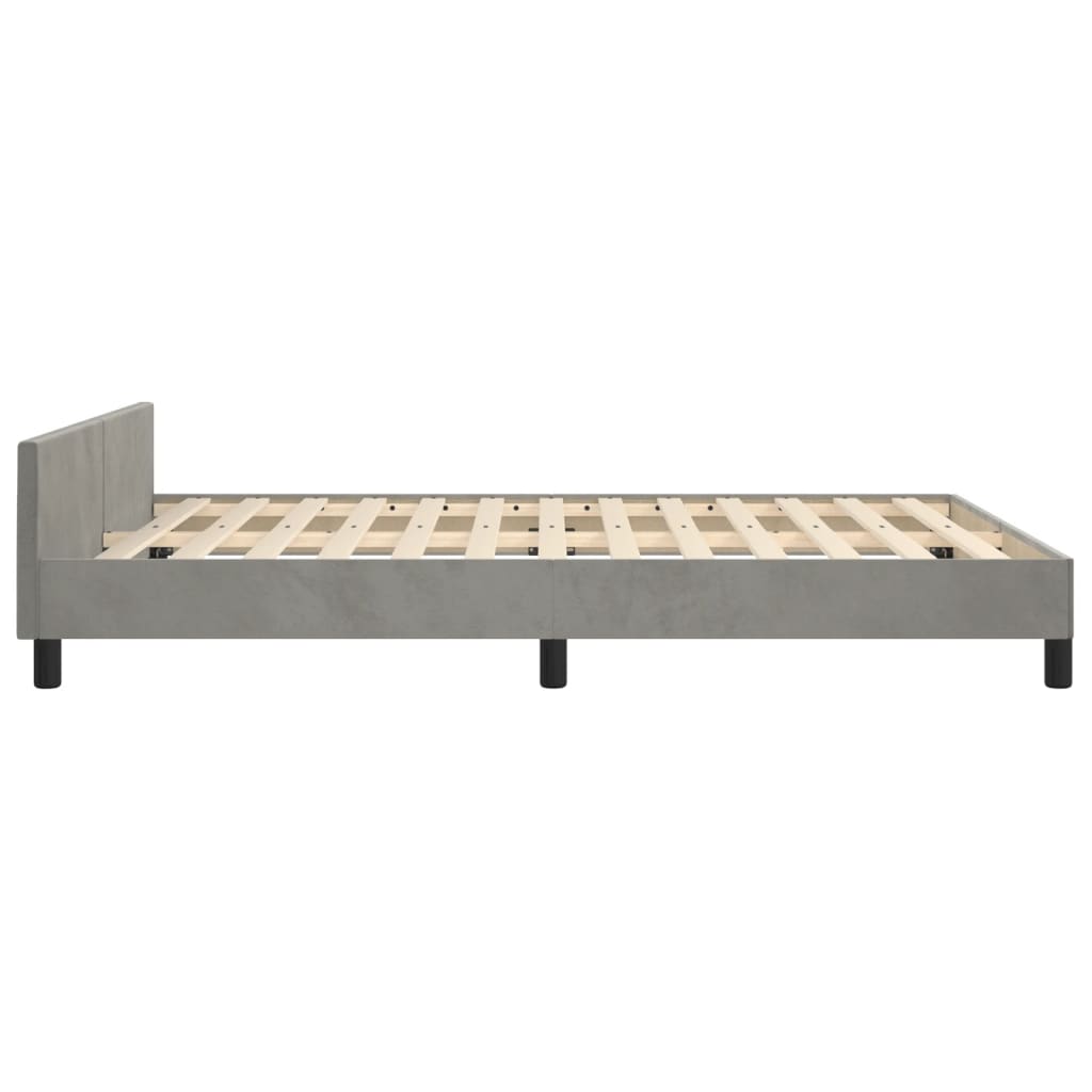 Bedframe zonder matras 140x200 cm fluweel lichtgrijs is nu te koop bij PeponiXL, paradijselijk wonen!