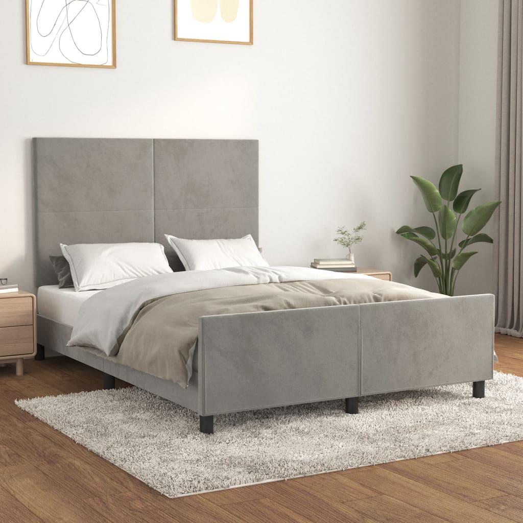 Bedframe zonder matras 140x200 cm fluweel lichtgrijs is nu te koop bij PeponiXL, paradijselijk wonen!