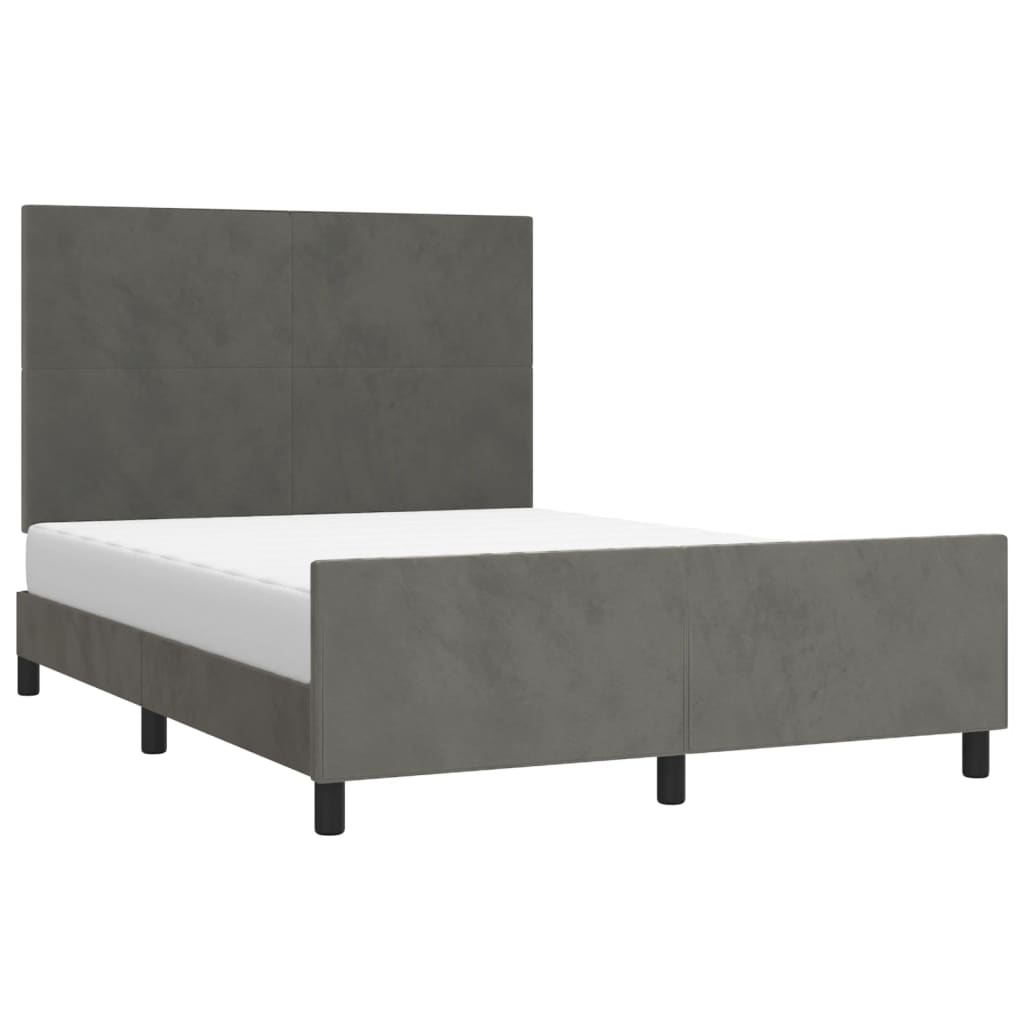 Bedframe zonder matras 140x200 cm fluweel donkergrijs is nu te koop bij PeponiXL, paradijselijk wonen!