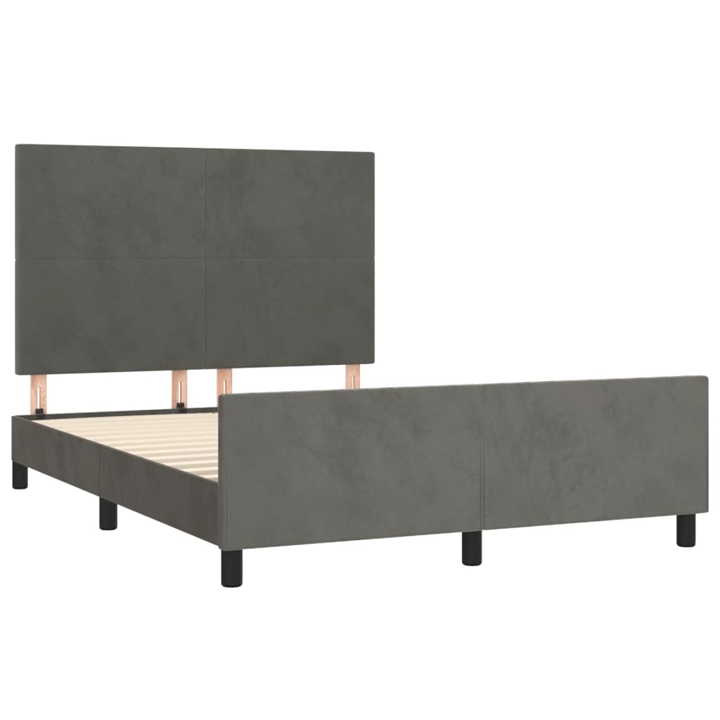 Bedframe zonder matras 140x200 cm fluweel donkergrijs is nu te koop bij PeponiXL, paradijselijk wonen!