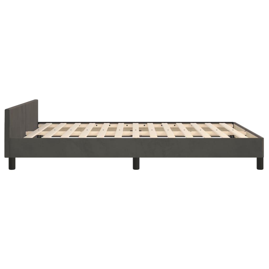 Bedframe zonder matras 140x200 cm fluweel donkergrijs is nu te koop bij PeponiXL, paradijselijk wonen!