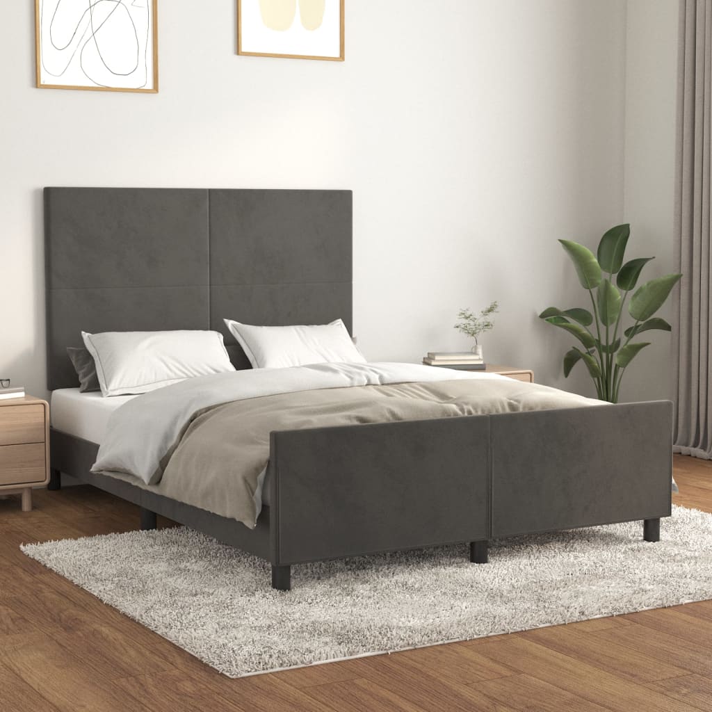 Bedframe zonder matras 140x200 cm fluweel donkergrijs is nu te koop bij PeponiXL, paradijselijk wonen!