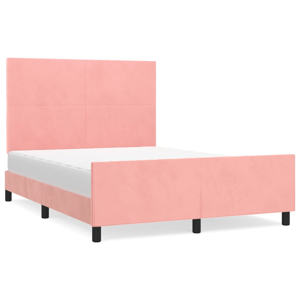 Bedframe met hoofdeinde fluweel roze 140x200 cm is nu te koop bij PeponiXL, paradijselijk wonen!