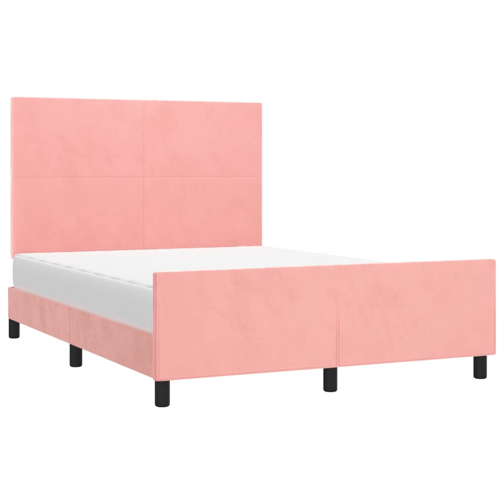 Bedframe met hoofdeinde fluweel roze 140x200 cm is nu te koop bij PeponiXL, paradijselijk wonen!