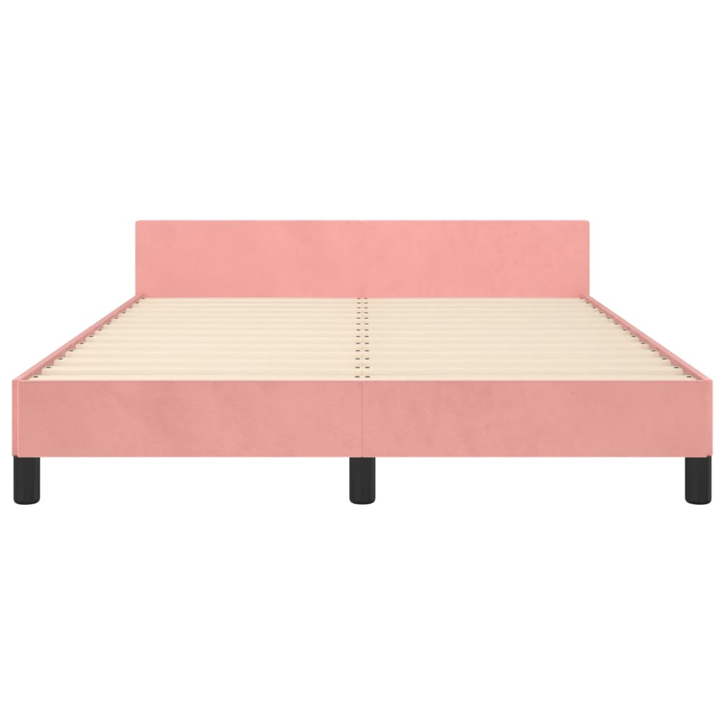 Bedframe met hoofdeinde fluweel roze 140x200 cm is nu te koop bij PeponiXL, paradijselijk wonen!
