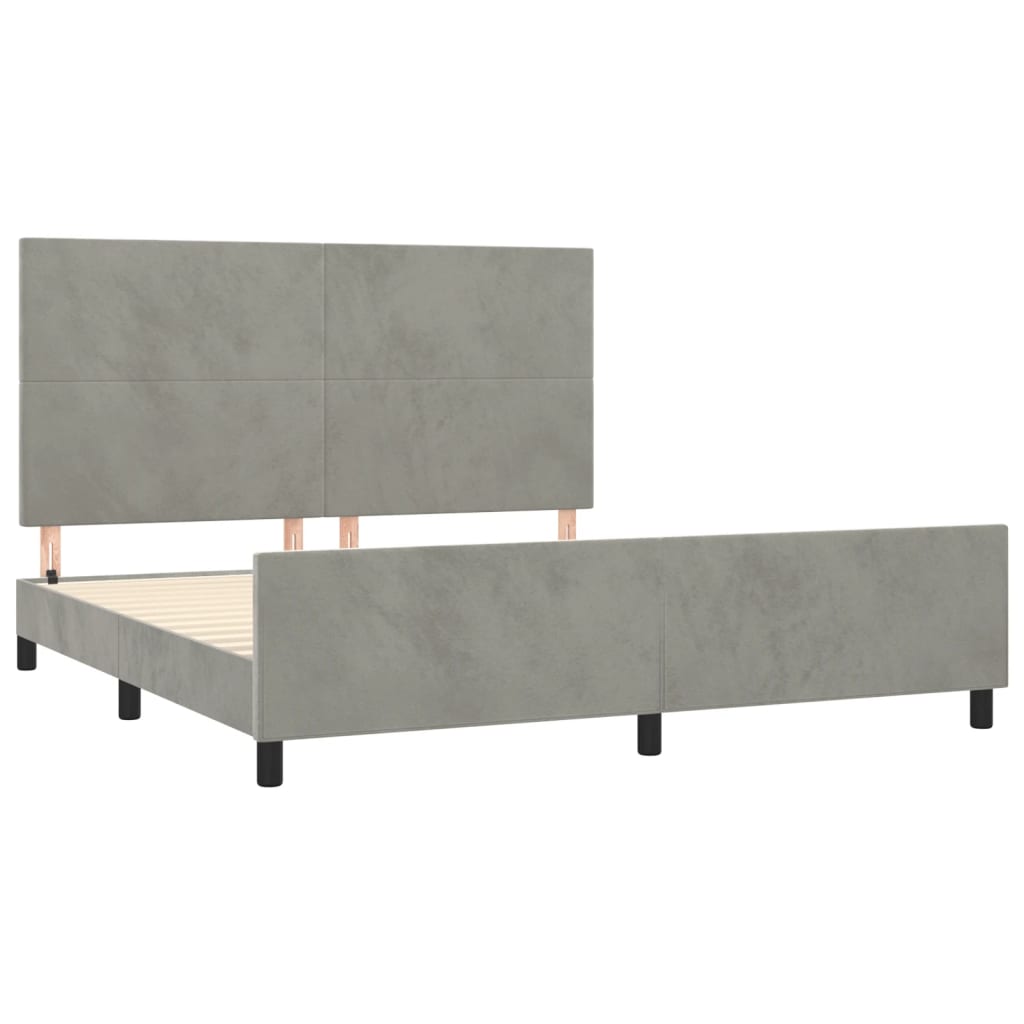 Bedframe zonder matras 160x200 cm fluweel lichtgrijs is nu te koop bij PeponiXL, paradijselijk wonen!
