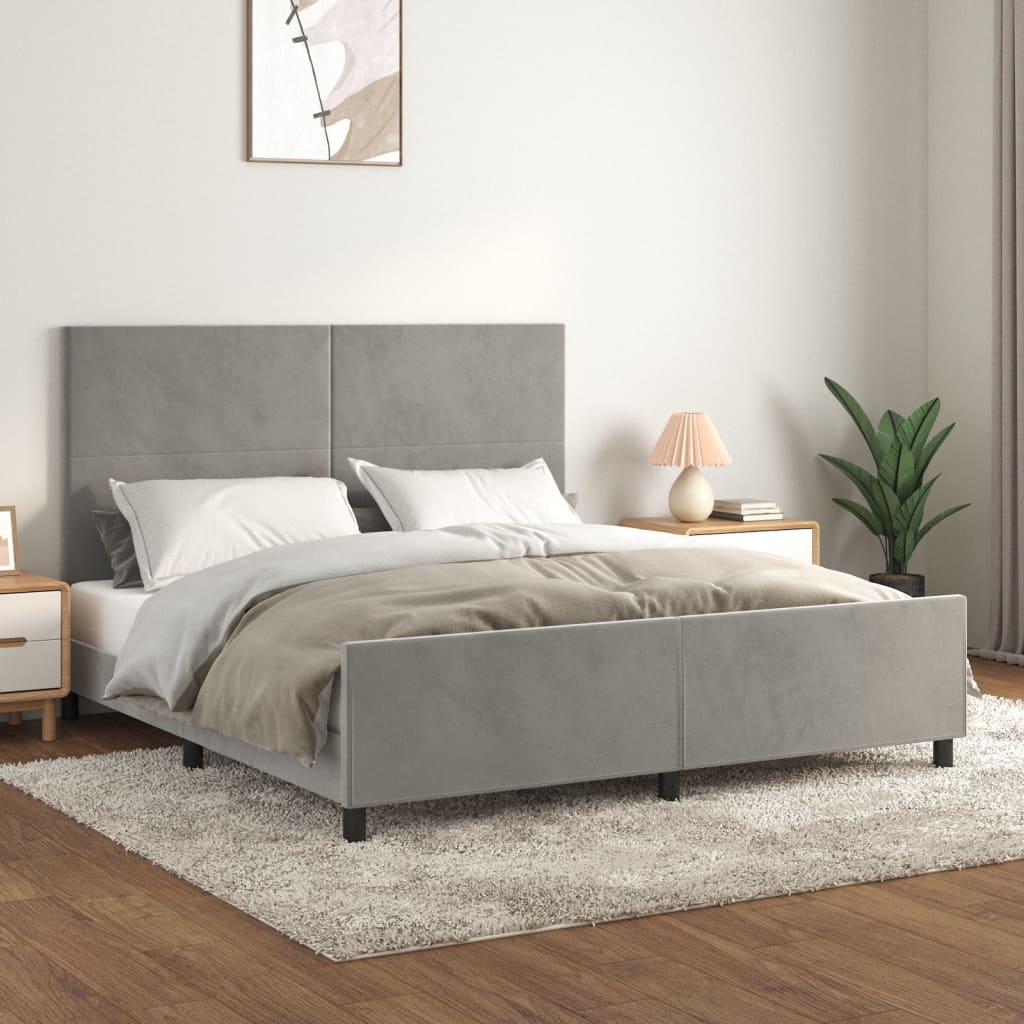 Bedframe zonder matras 160x200 cm fluweel lichtgrijs is nu te koop bij PeponiXL, paradijselijk wonen!