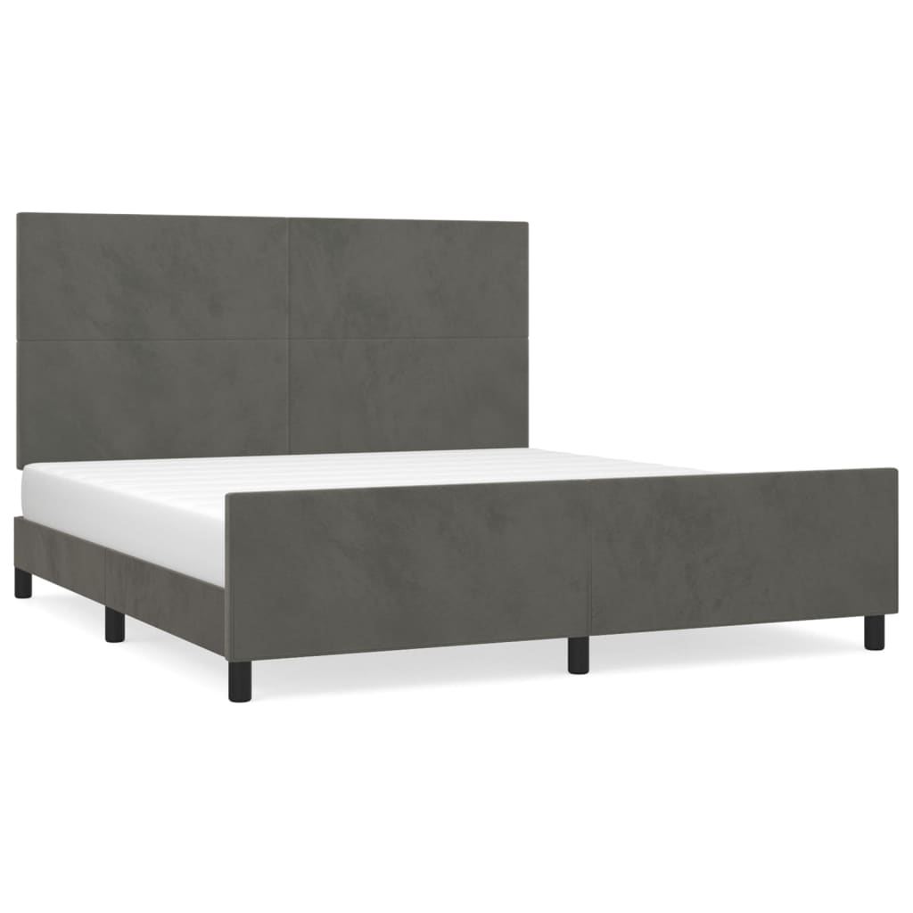 Bedframe zonder matras 160x200 cm fluweel donkergrijs is nu te koop bij PeponiXL, paradijselijk wonen!