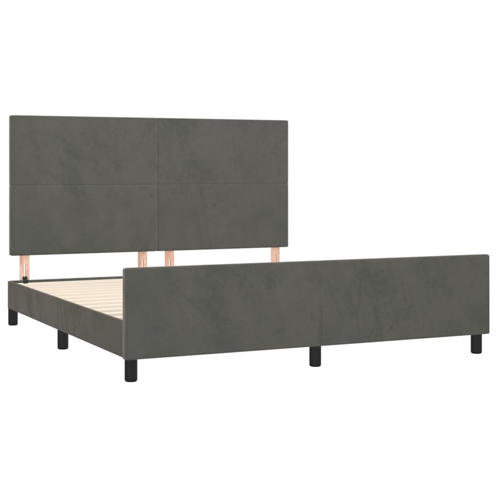 Bedframe zonder matras 160x200 cm fluweel donkergrijs is nu te koop bij PeponiXL, paradijselijk wonen!