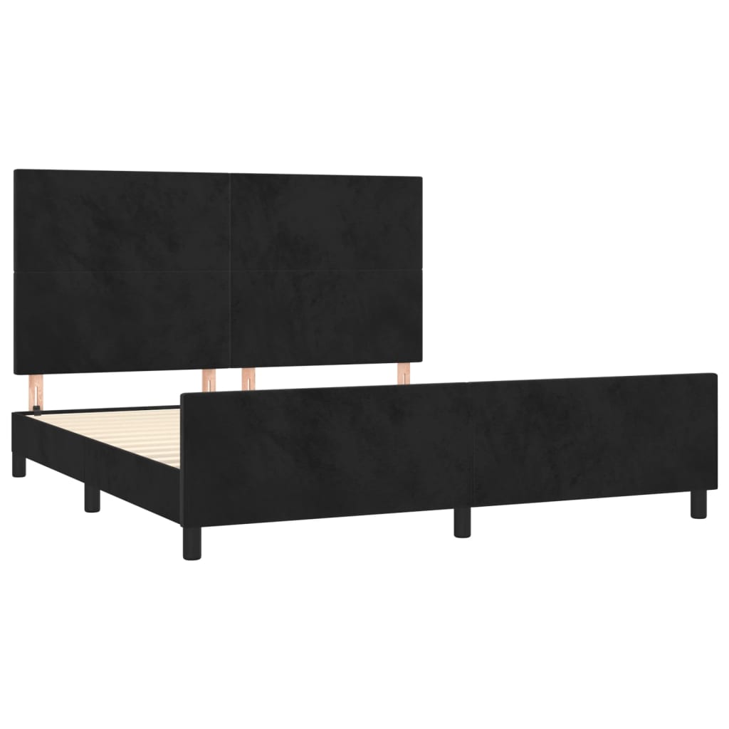 Bedframe zonder matras 160x200 cm fluweel zwart is nu te koop bij PeponiXL, paradijselijk wonen!