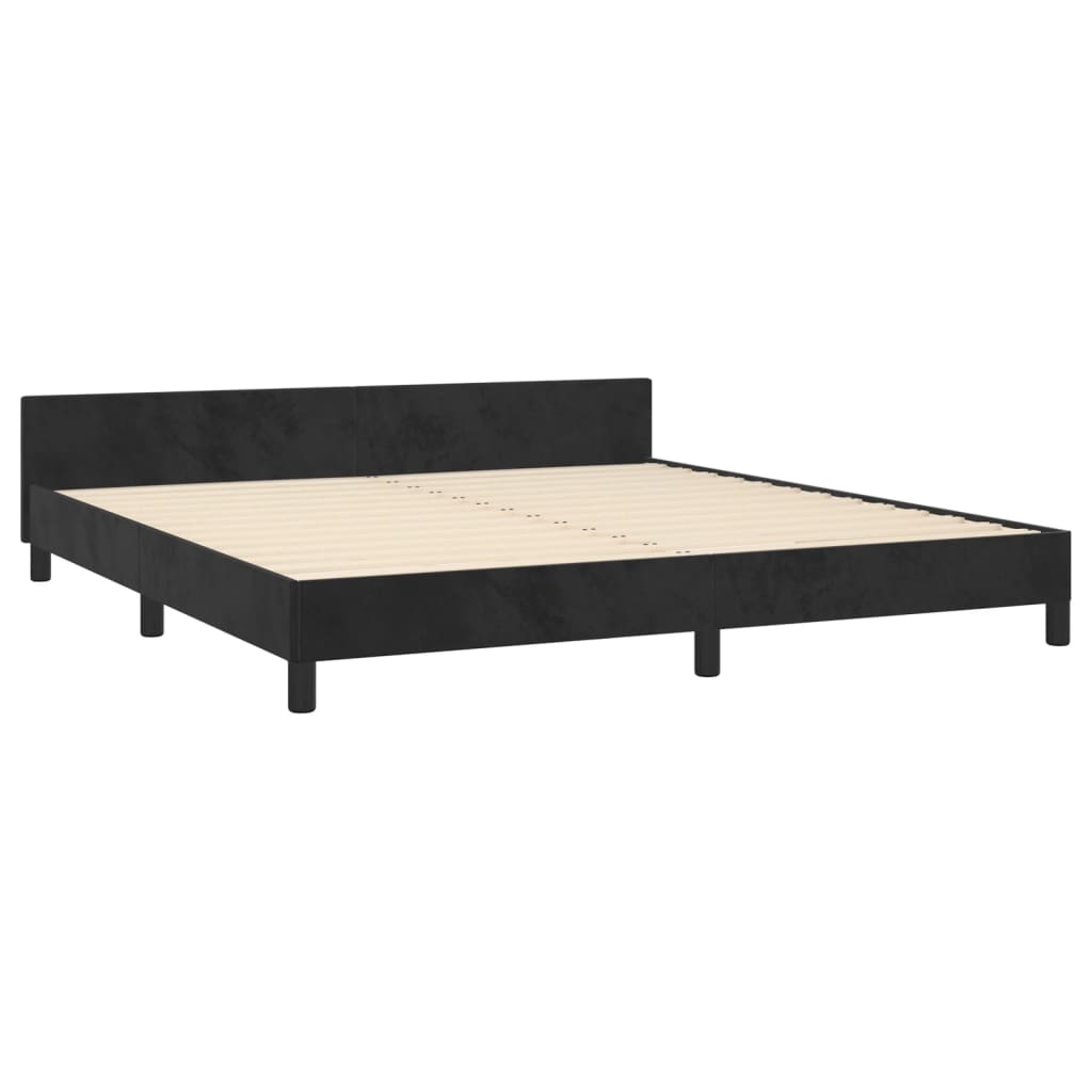 Bedframe zonder matras 160x200 cm fluweel zwart is nu te koop bij PeponiXL, paradijselijk wonen!