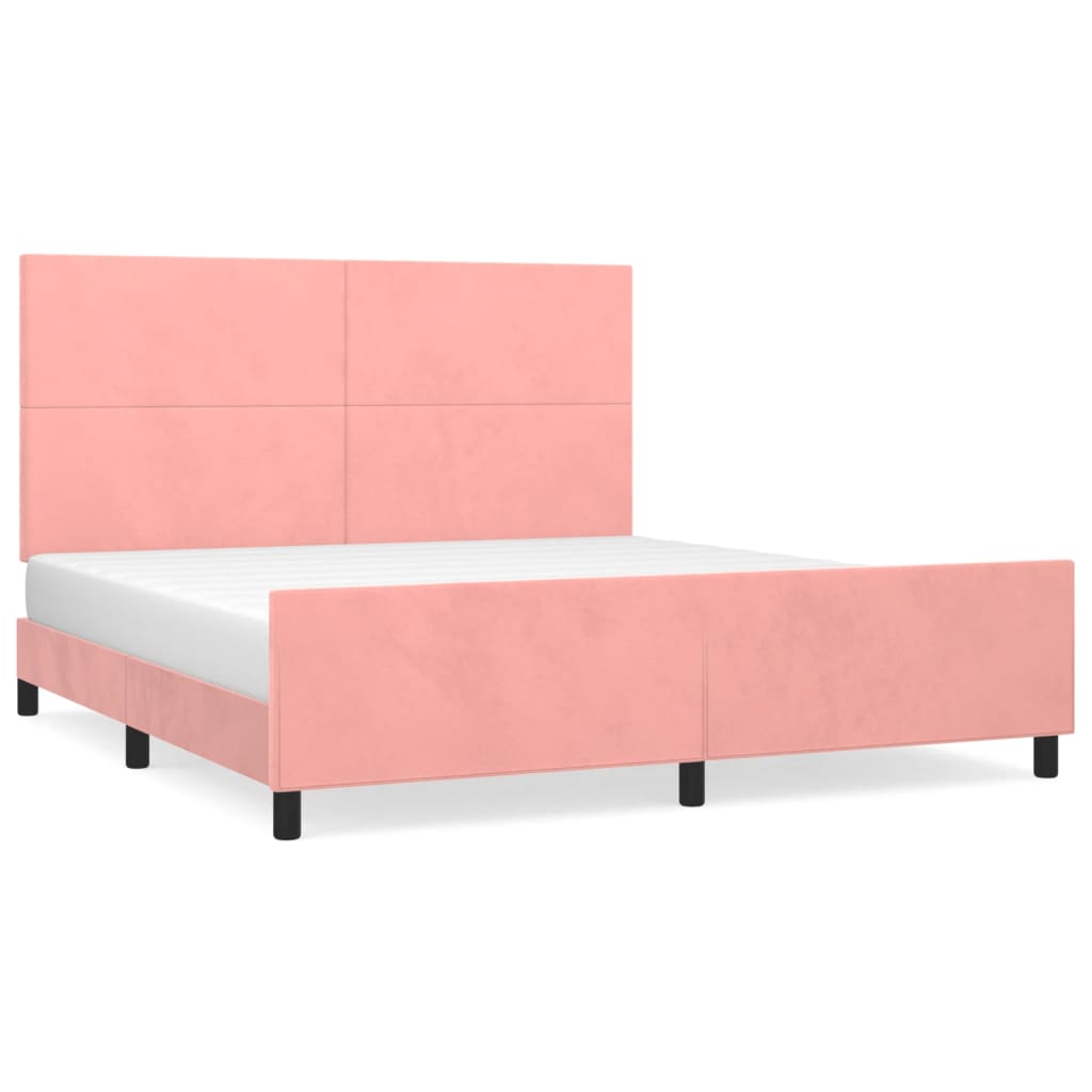 Bedframe met hoofdeinde fluweel roze 160x200 cm is nu te koop bij PeponiXL, paradijselijk wonen!