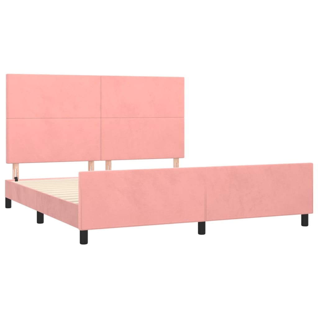 Bedframe met hoofdeinde fluweel roze 160x200 cm is nu te koop bij PeponiXL, paradijselijk wonen!
