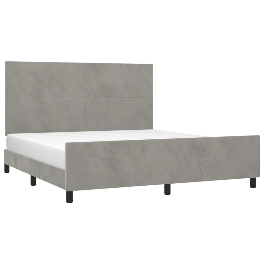 Bedframe met hoofdeinde fluweel lichtgrijs 180x200 cm is nu te koop bij PeponiXL, paradijselijk wonen!
