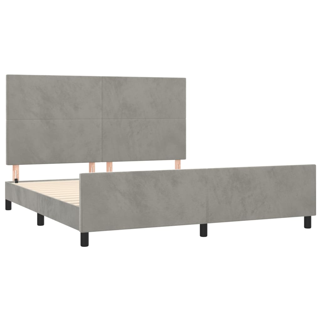 Bedframe met hoofdeinde fluweel lichtgrijs 180x200 cm is nu te koop bij PeponiXL, paradijselijk wonen!
