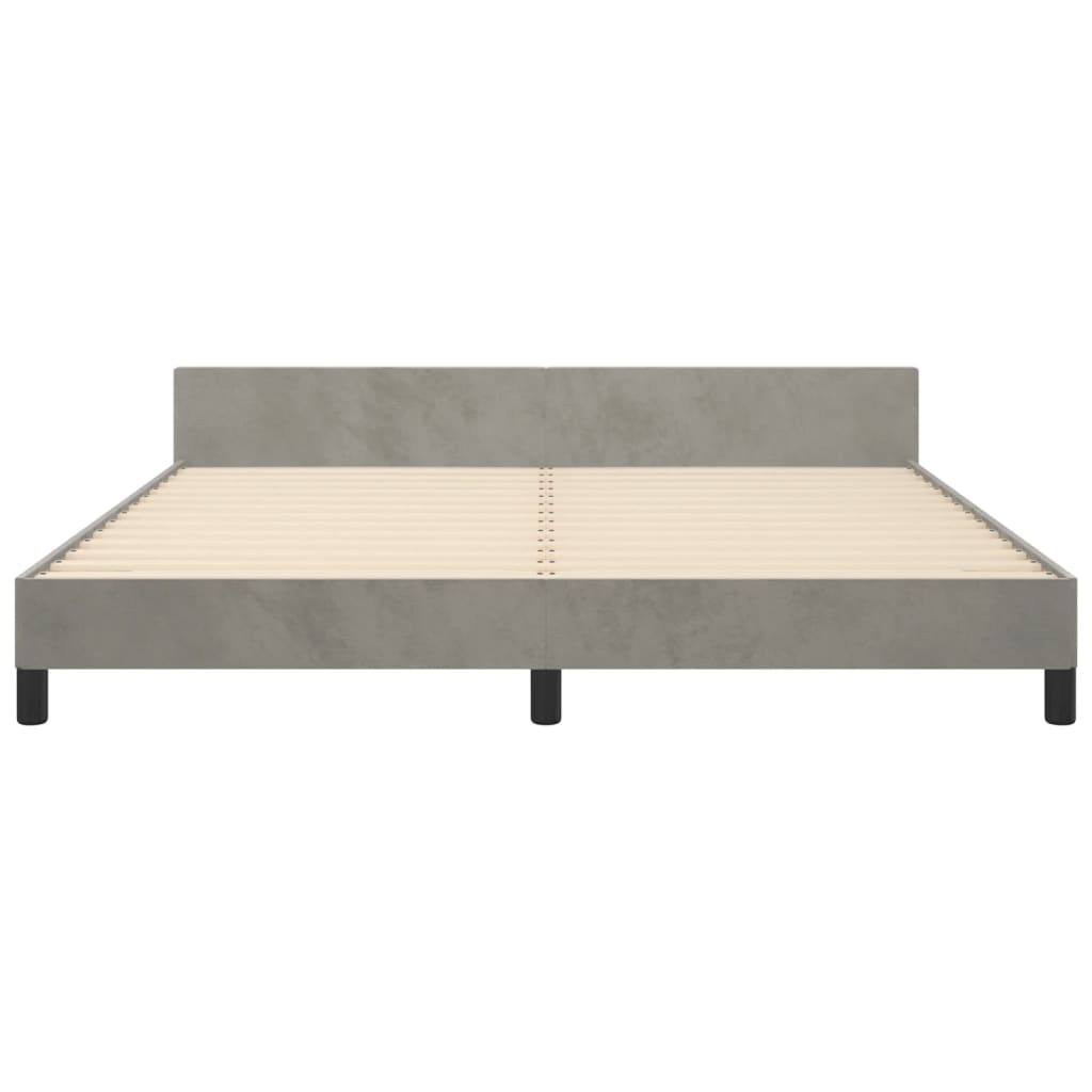 Bedframe met hoofdeinde fluweel lichtgrijs 180x200 cm is nu te koop bij PeponiXL, paradijselijk wonen!