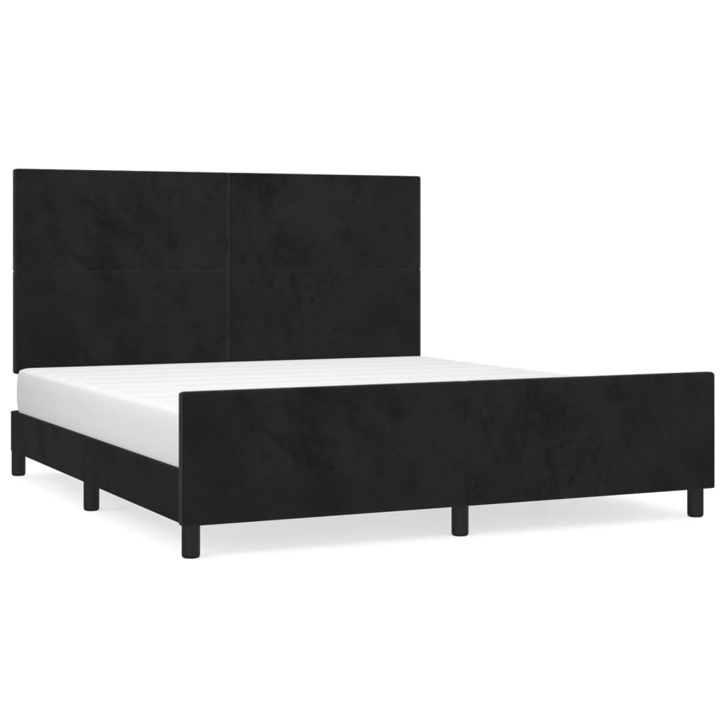 Bedframe met hoofdeinde fluweel zwart 180x200 cm is nu te koop bij PeponiXL, paradijselijk wonen!