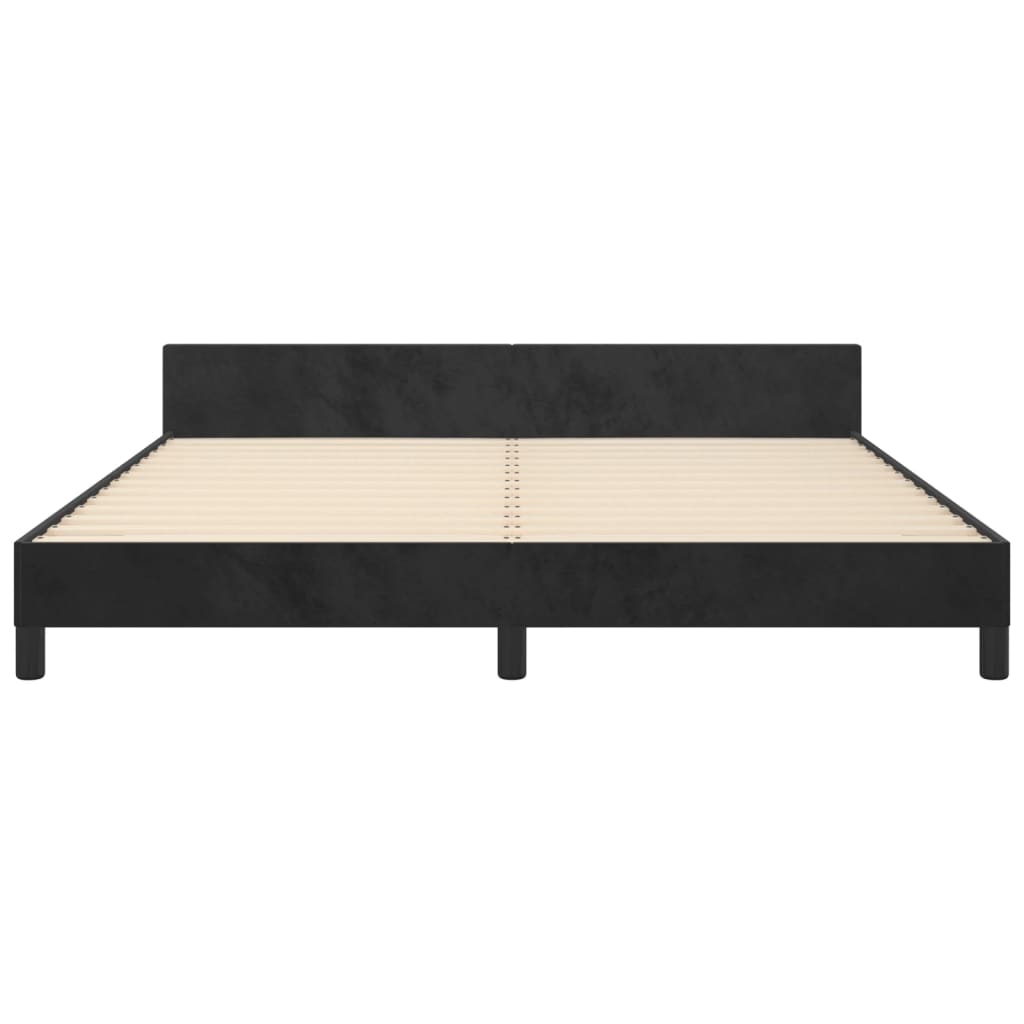 Bedframe met hoofdeinde fluweel zwart 180x200 cm is nu te koop bij PeponiXL, paradijselijk wonen!