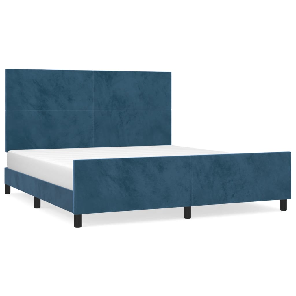 Bedframe met hoofdeinde fluweel donkerblauw 180x200 cm is nu te koop bij PeponiXL, paradijselijk wonen!