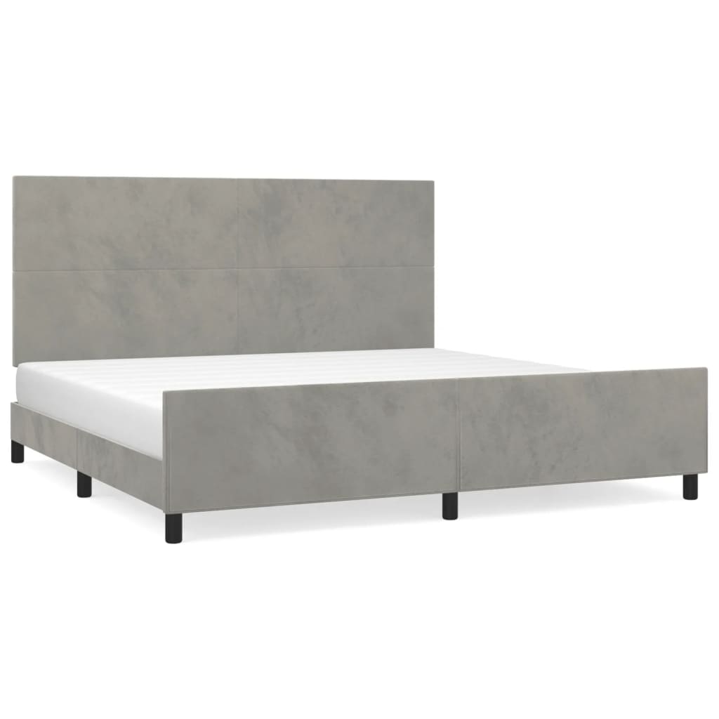 Bedframe zonder matras 200x200 cm fluweel lichtgrijs is nu te koop bij PeponiXL, paradijselijk wonen!