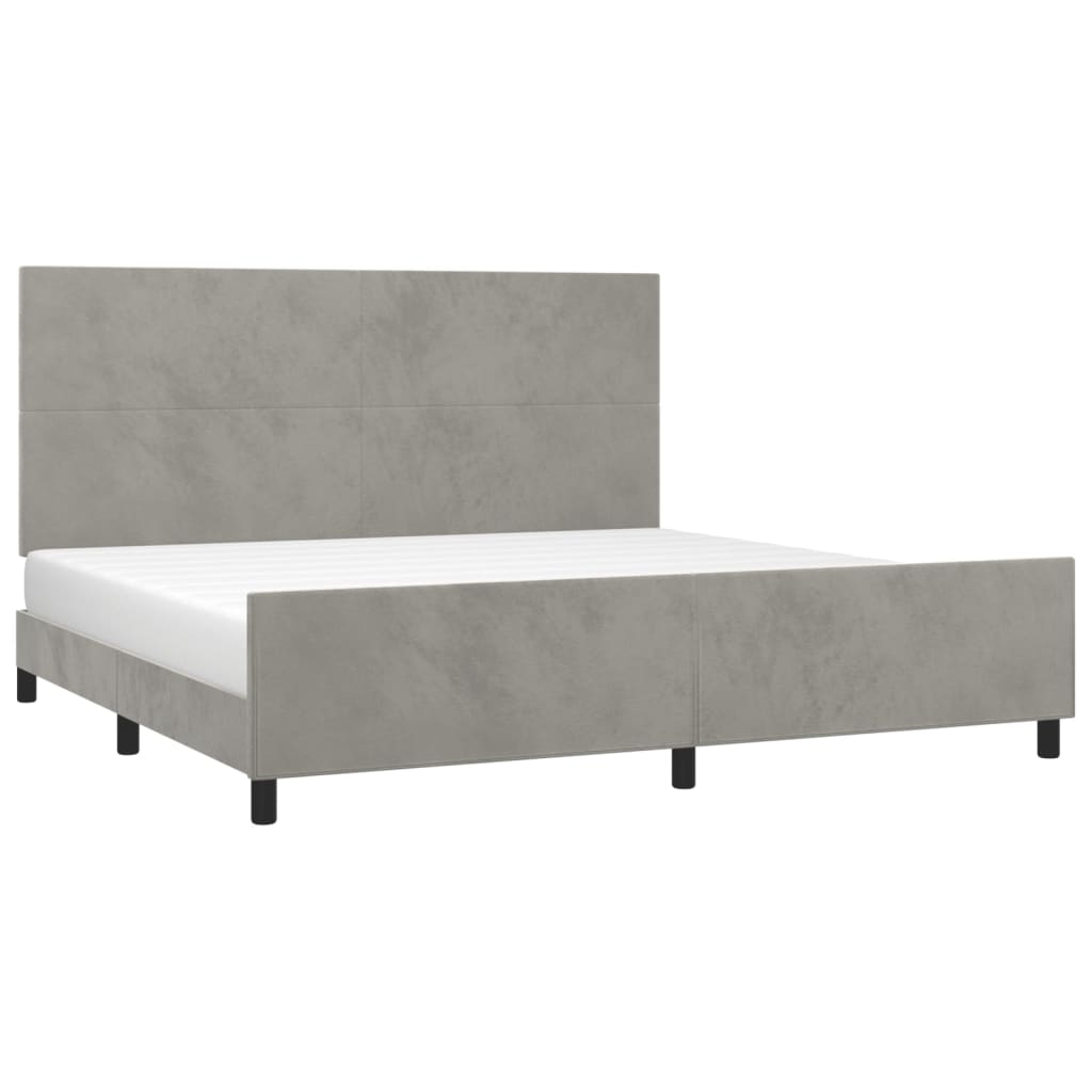 Bedframe zonder matras 200x200 cm fluweel lichtgrijs is nu te koop bij PeponiXL, paradijselijk wonen!
