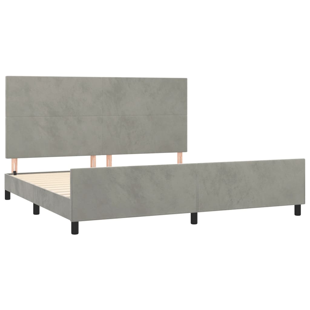 Bedframe zonder matras 200x200 cm fluweel lichtgrijs is nu te koop bij PeponiXL, paradijselijk wonen!