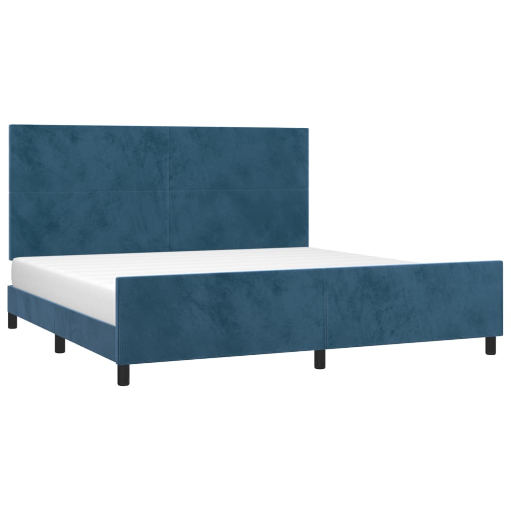 Bedframe zonder matras 200x200 cm fluweel donkerblauw is nu te koop bij PeponiXL, paradijselijk wonen!