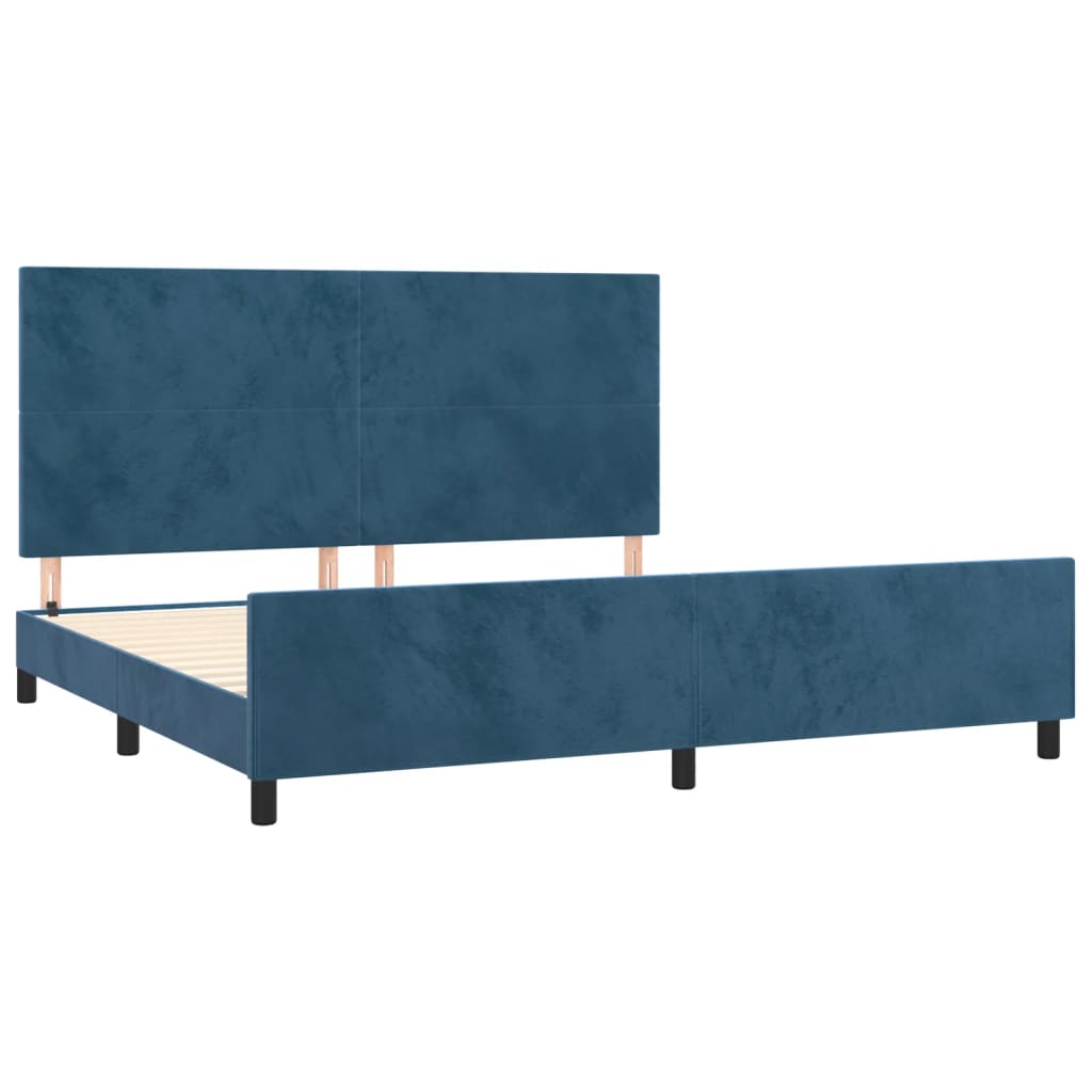 Bedframe zonder matras 200x200 cm fluweel donkerblauw is nu te koop bij PeponiXL, paradijselijk wonen!