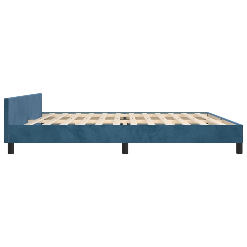 Bedframe zonder matras 200x200 cm fluweel donkerblauw is nu te koop bij PeponiXL, paradijselijk wonen!