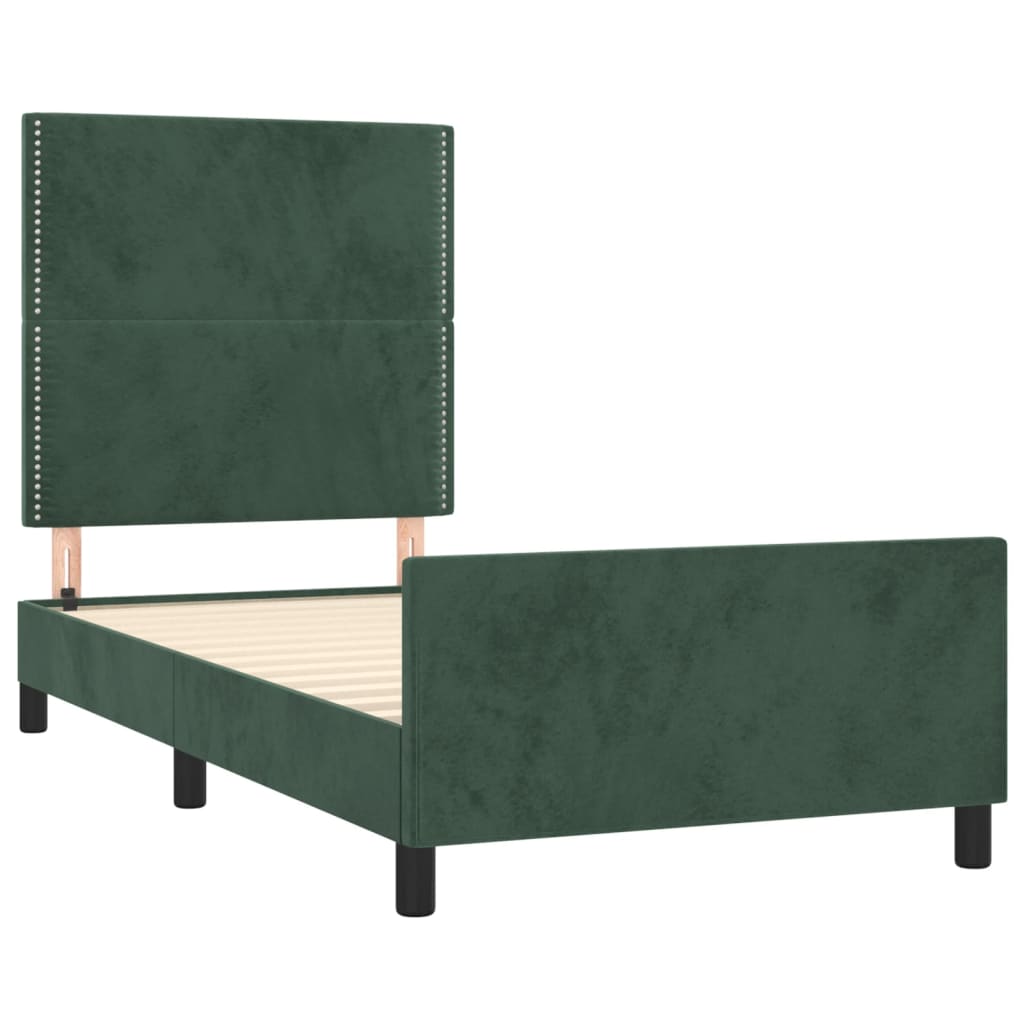 Bedframe zonder matras 90x190 cm fluweel donkergroen is nu te koop bij PeponiXL, paradijselijk wonen!