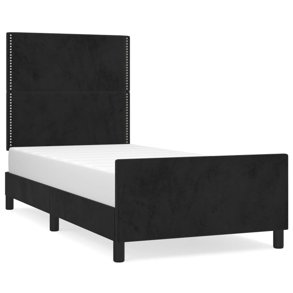Bedframe met hoofdeinde fluweel zwart 90x200 cm is nu te koop bij PeponiXL, paradijselijk wonen!