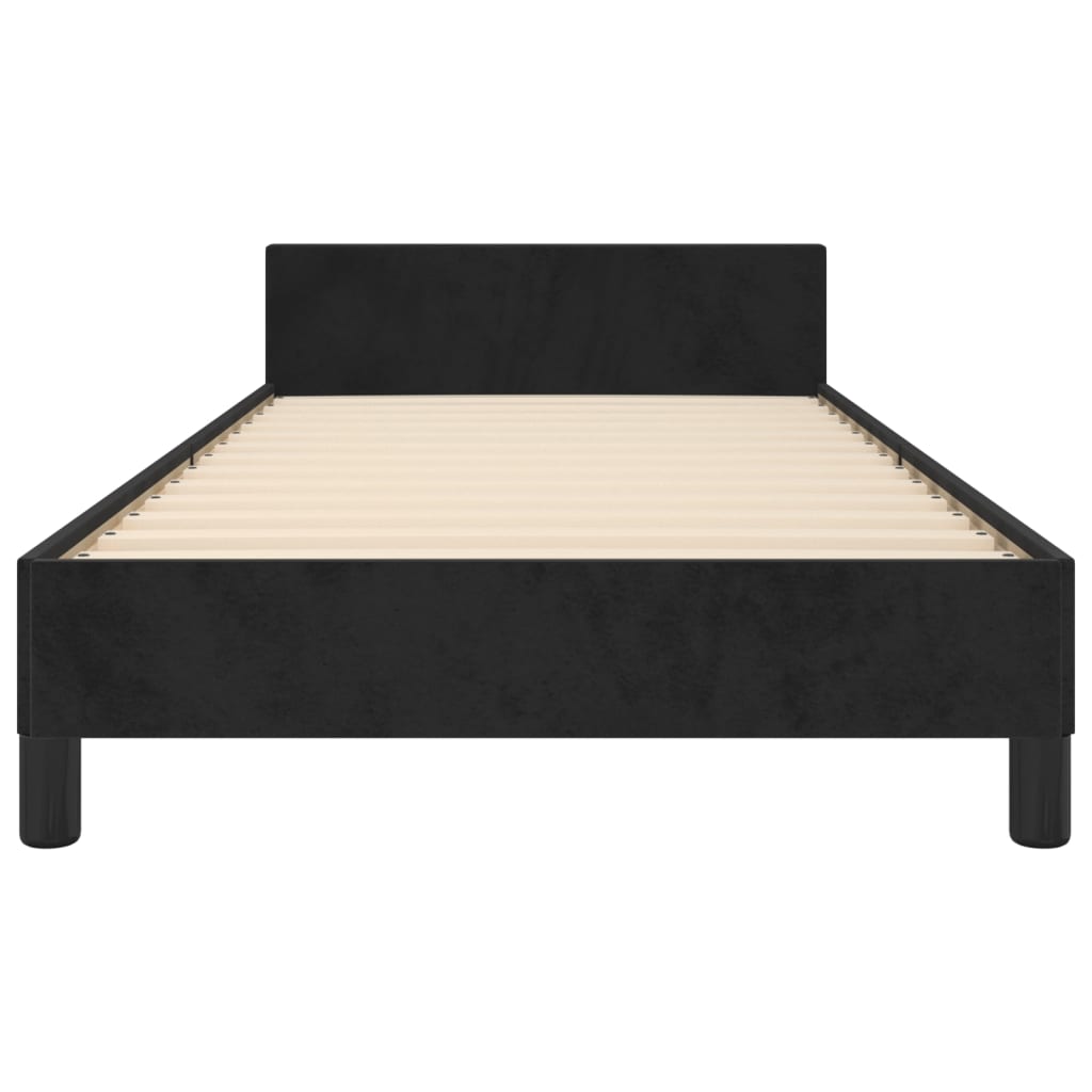 Bedframe met hoofdeinde fluweel zwart 90x200 cm is nu te koop bij PeponiXL, paradijselijk wonen!
