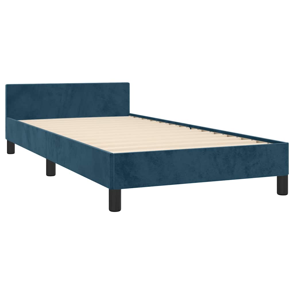 Bedframe zonder matras 90x200 cm fluweel donkerblauw is nu te koop bij PeponiXL, paradijselijk wonen!