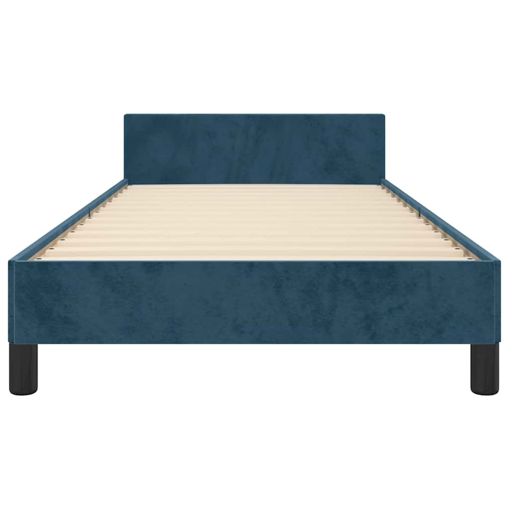 Bedframe zonder matras 90x200 cm fluweel donkerblauw is nu te koop bij PeponiXL, paradijselijk wonen!