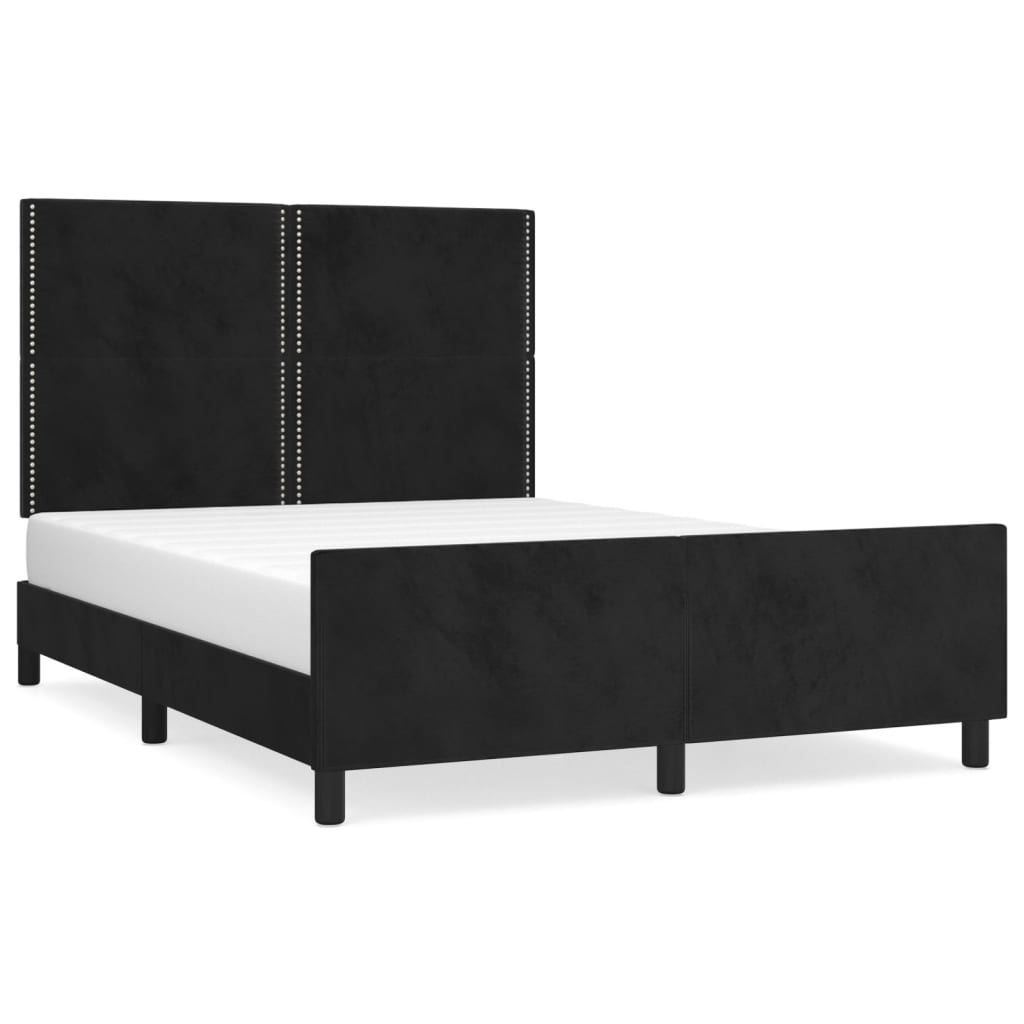 Bedframe zonder matras 140x200 cm fluweel zwart is nu te koop bij PeponiXL, paradijselijk wonen!